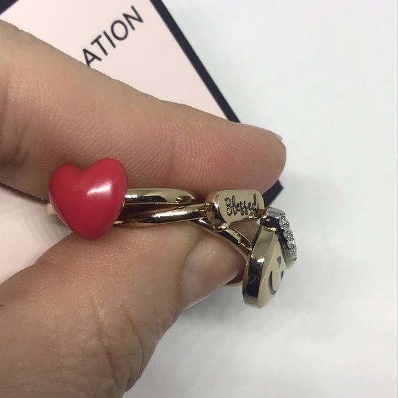 BCBGENERATION Goldtone Emoji Stacked Ring NWT - Picture 6 of 10